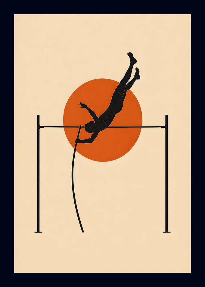 Minimalist Pole Vault Athlete Silhouette