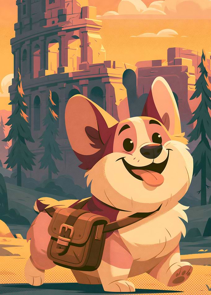 Corgi Explorer at the Colosseum
