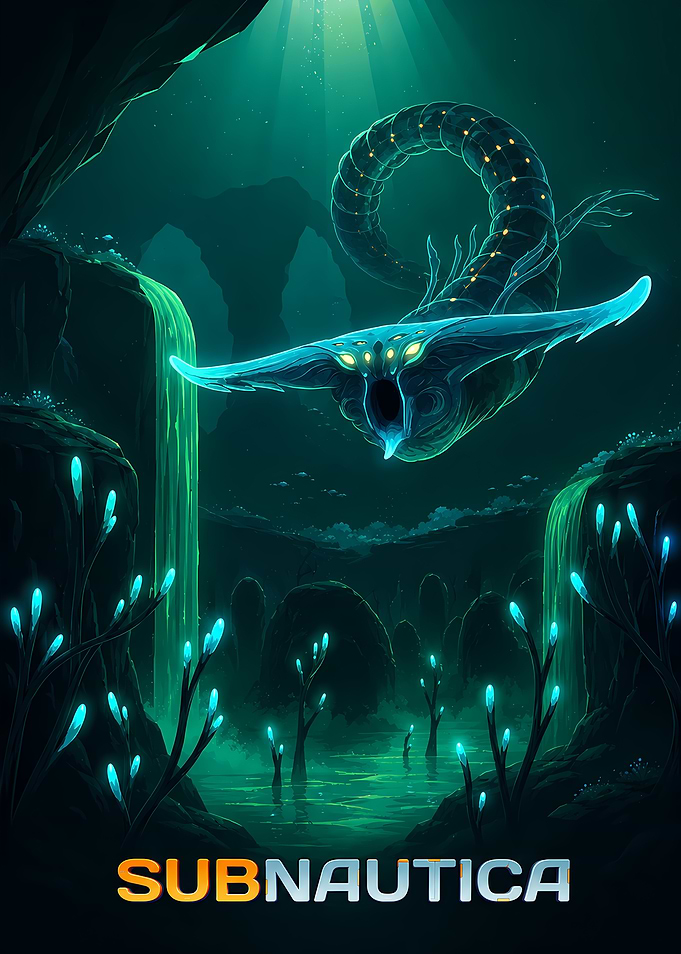 Subnautica Reaper Leviathan Underwater Poster
