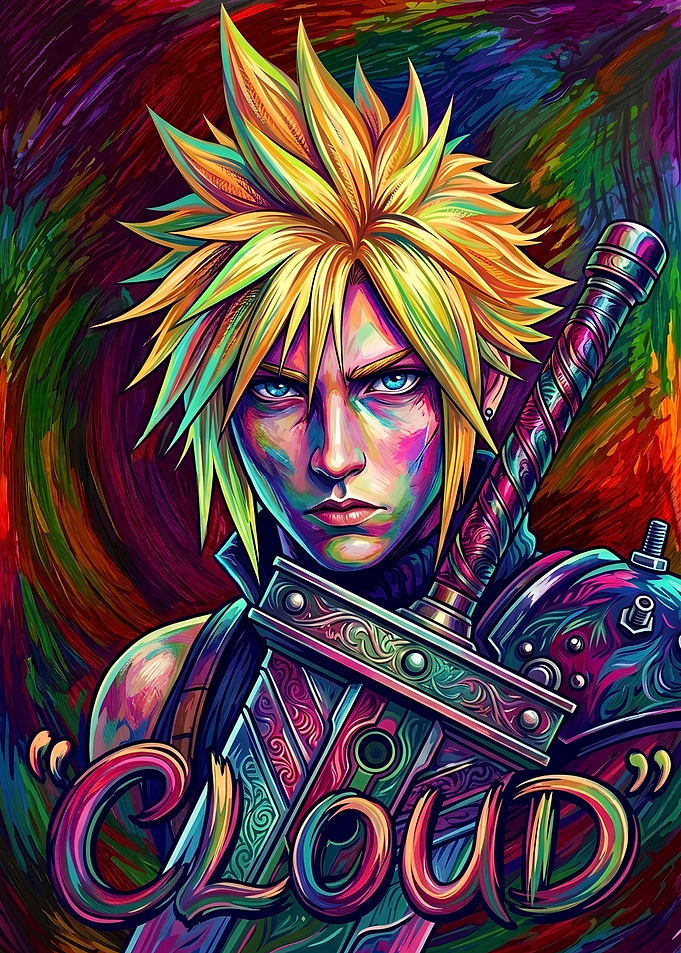 Colorful Cloud Strife Portrait