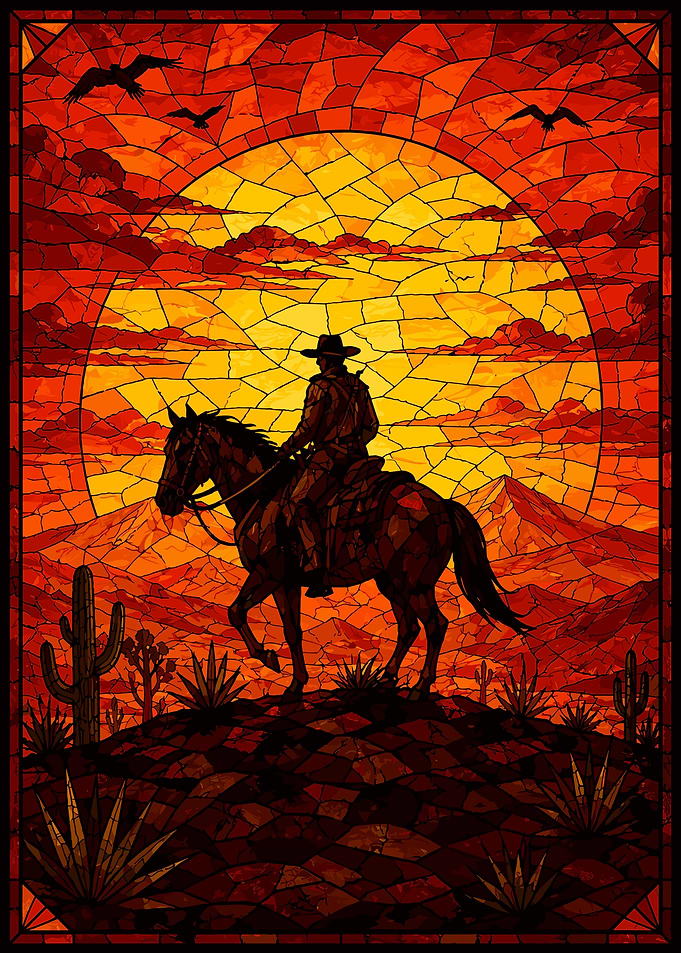 Red Dead Stained Glass Silhouette