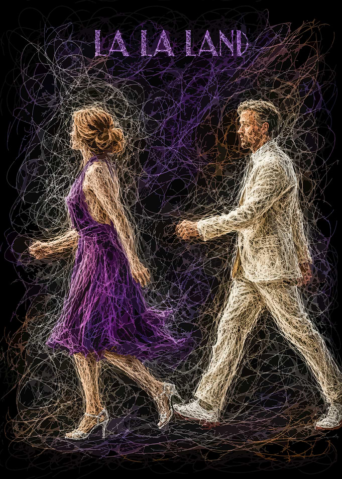 La La Land Scribble Art Poster