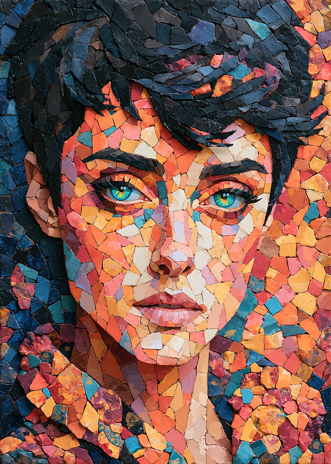 Colorful Mosaic Portrait of a Woman