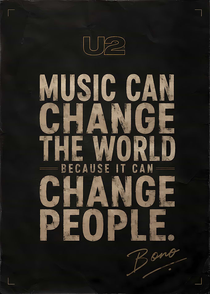U2 Bono Inspirational Music Quote Poster