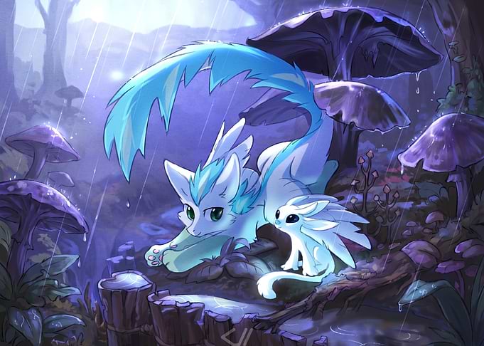 Ori and Friend in Rainy Forest