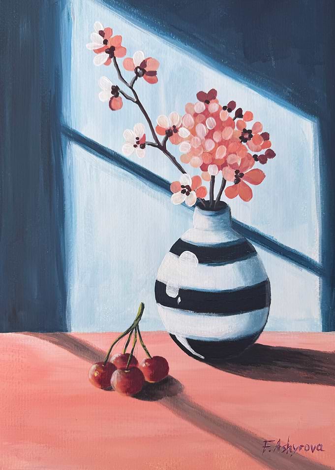 Still Life with Cherries and Flowers