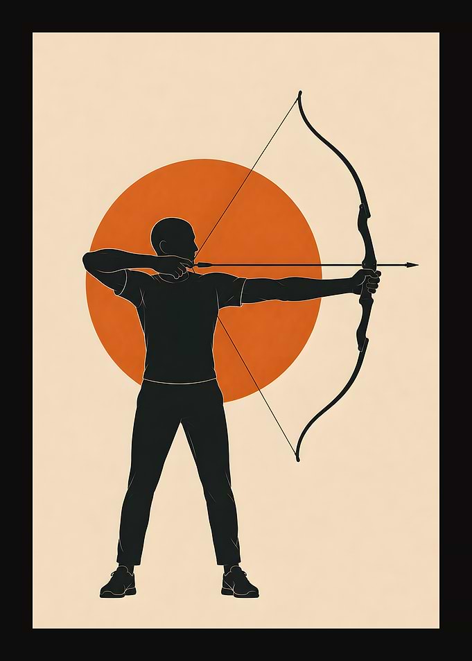 Minimalist Archery Athlete Silhouette