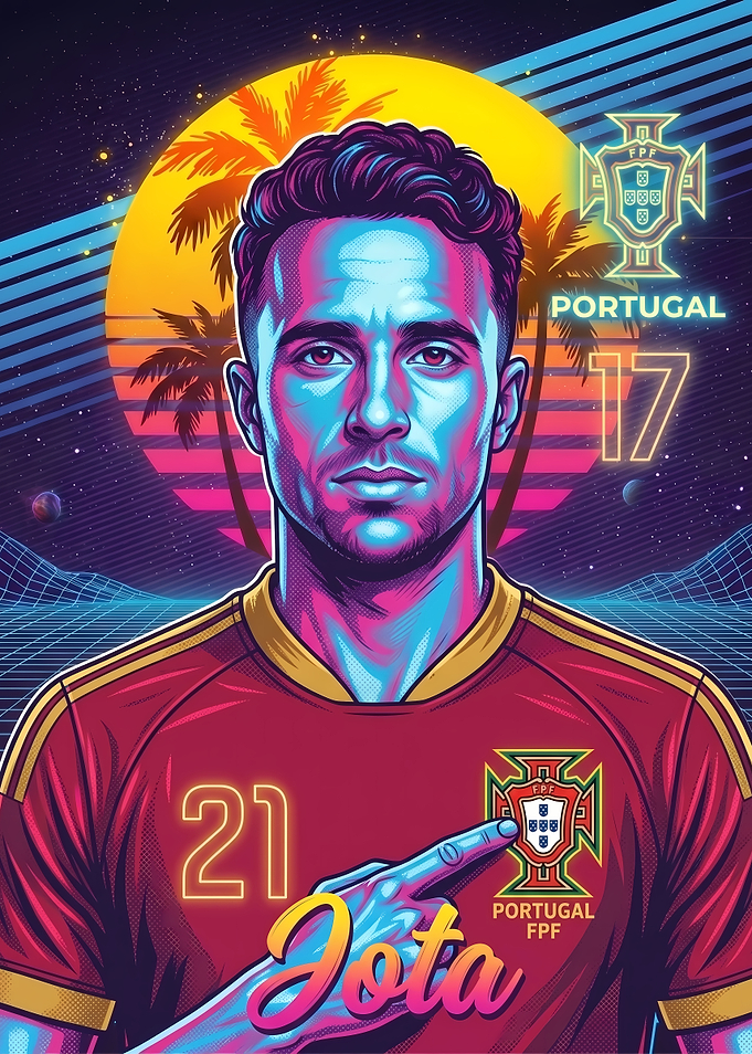 Diogo Jota Synthwave Portugal Poster