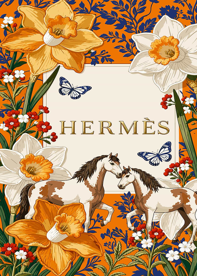 Hermès Floral Horse Illustration