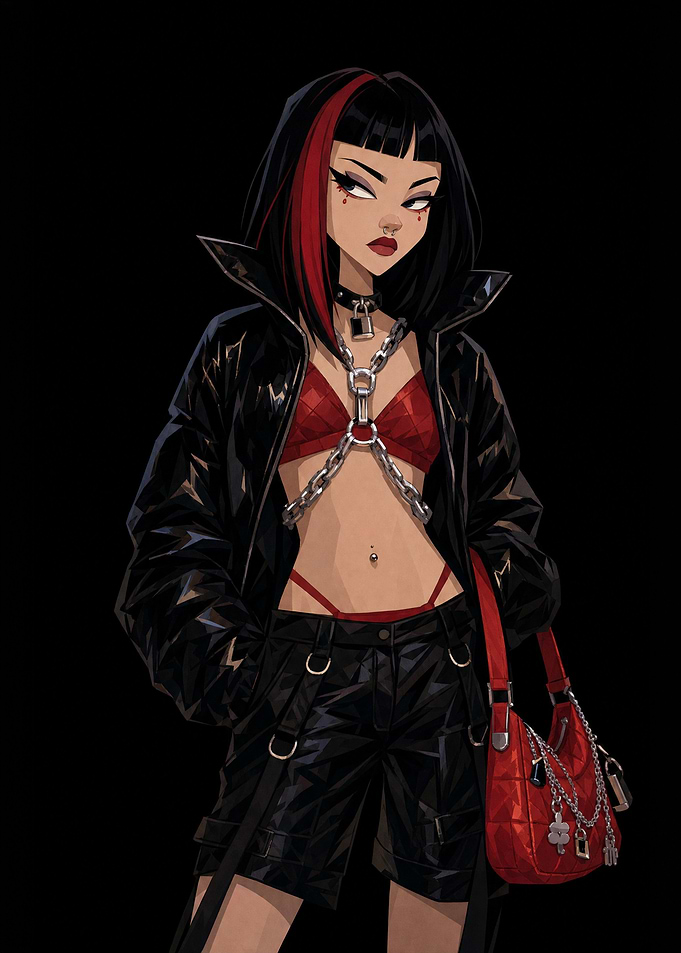 Edgy Goth Girl Streetwear Illustration