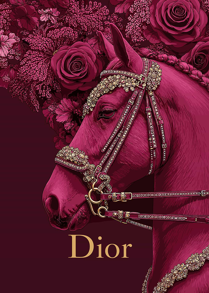 Dior Magenta Horse Floral Portrait