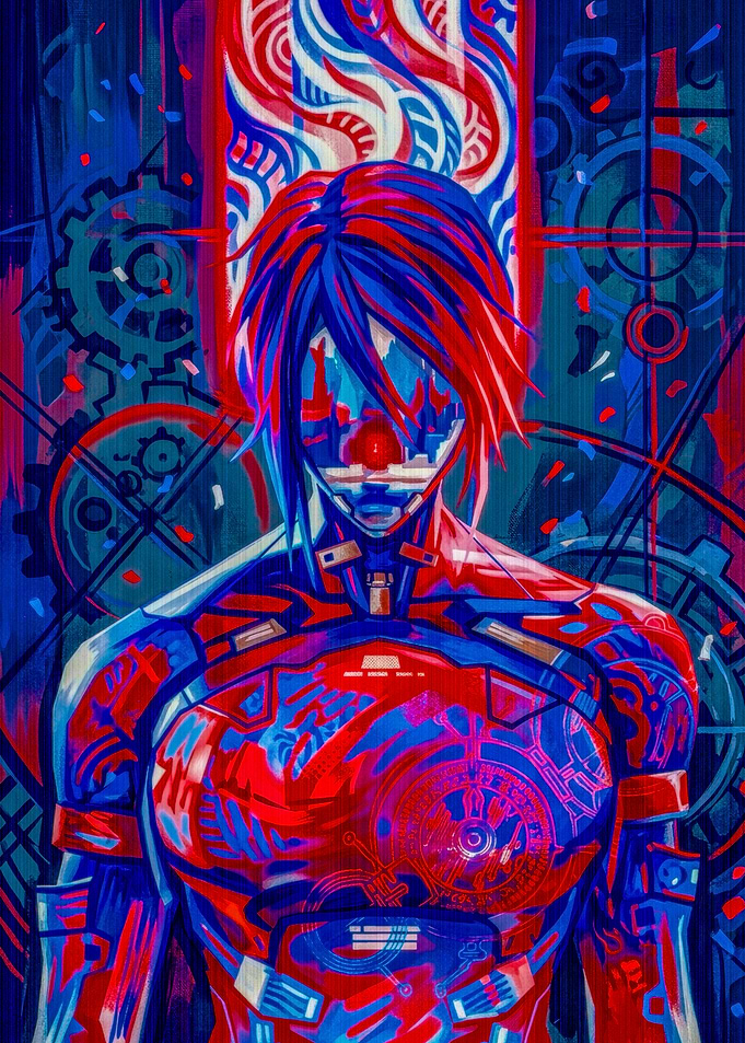 Cybernetic Anime Warrior Portrait