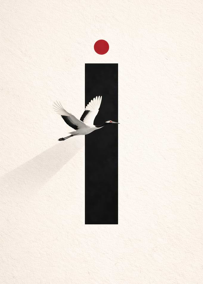 Minimalist Japanese Crane Art