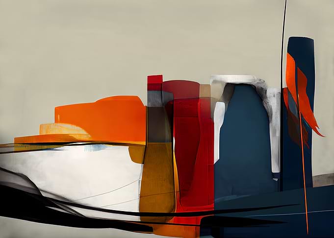 Abstract Geometric Composition in Bold Colors