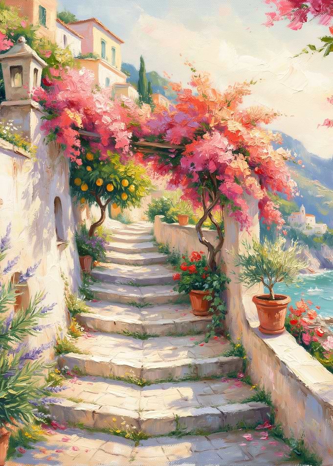 Mediterranean Coastal Stairway Garden