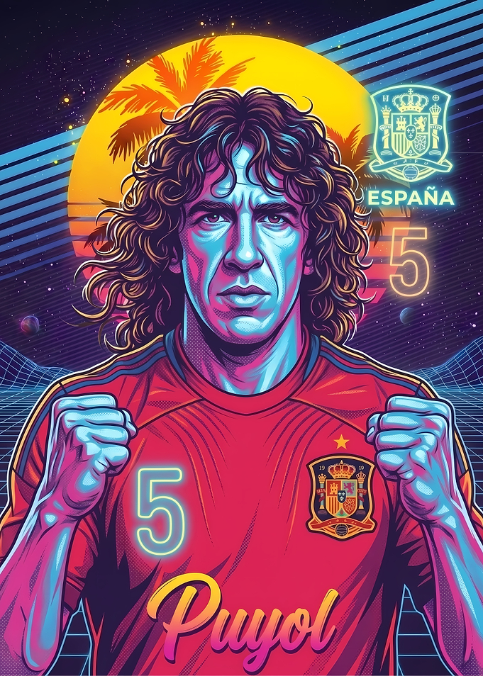 Carles Puyol Retro Synthwave Portrait