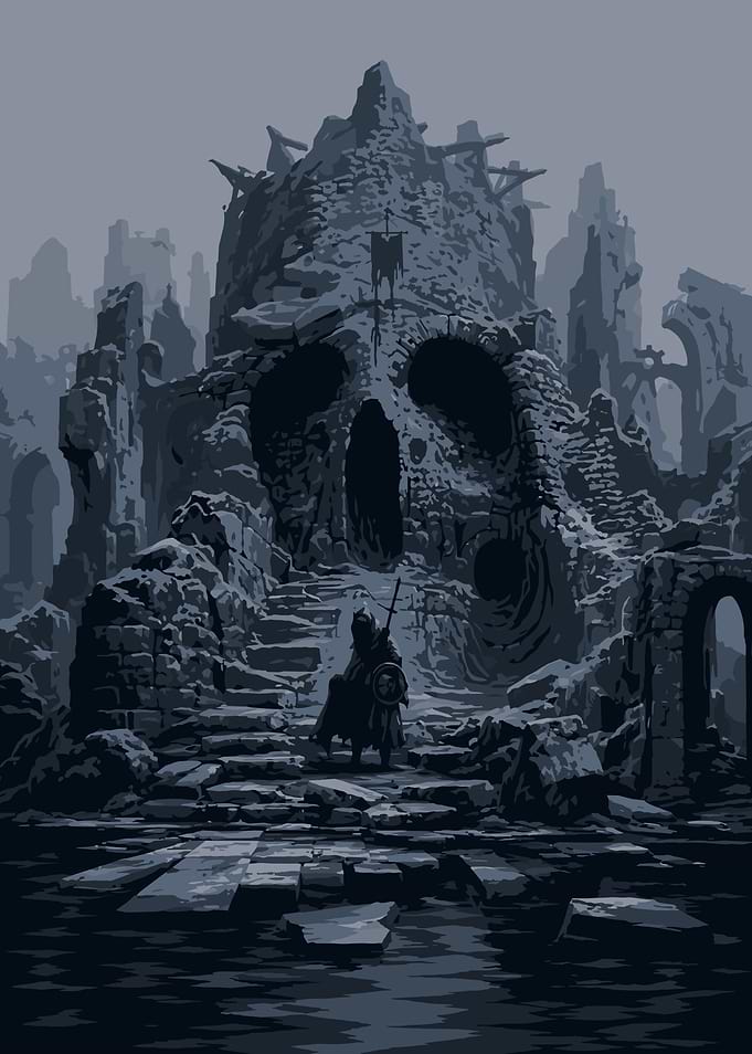 Mortal Shell Lone Knight Before Skull Ruins