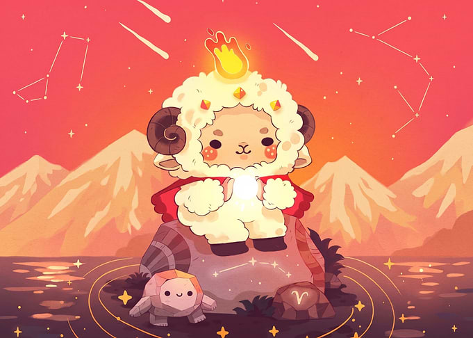 Cute Aries Zodiac Ram Illustration