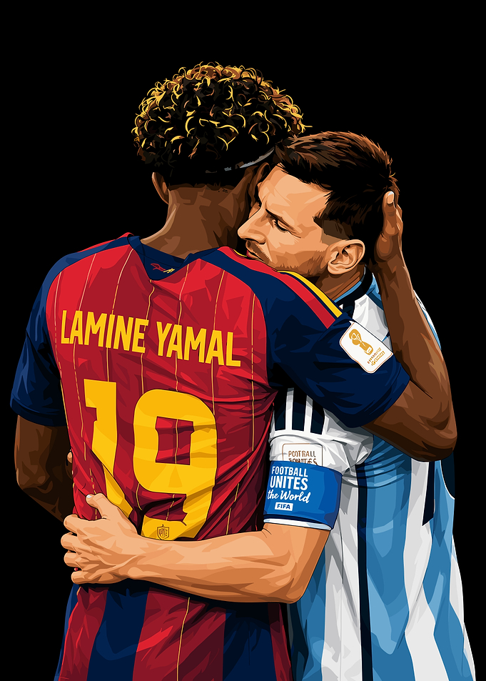 Lamine Yamal and Lionel Messi Illustration
