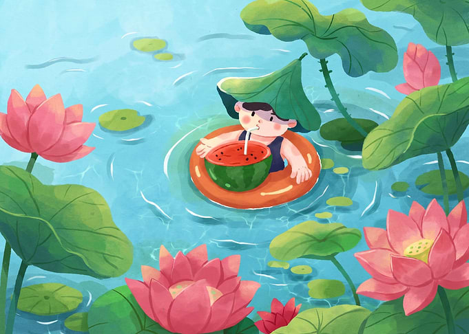 Child Floating in Lotus Pond
