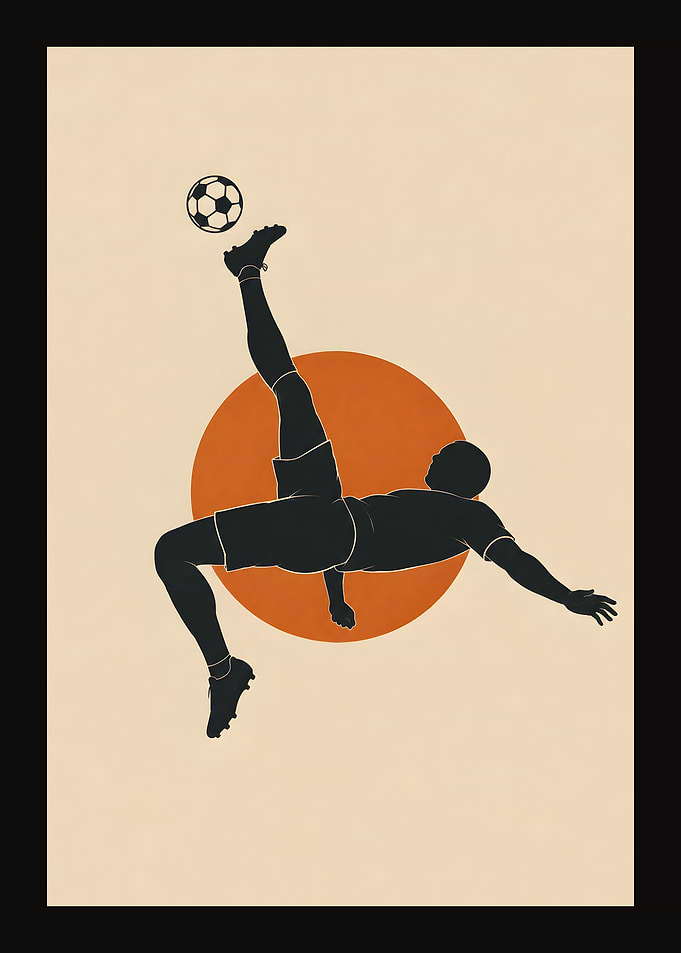 Minimalist Football Bicycle Kick Silhouette
