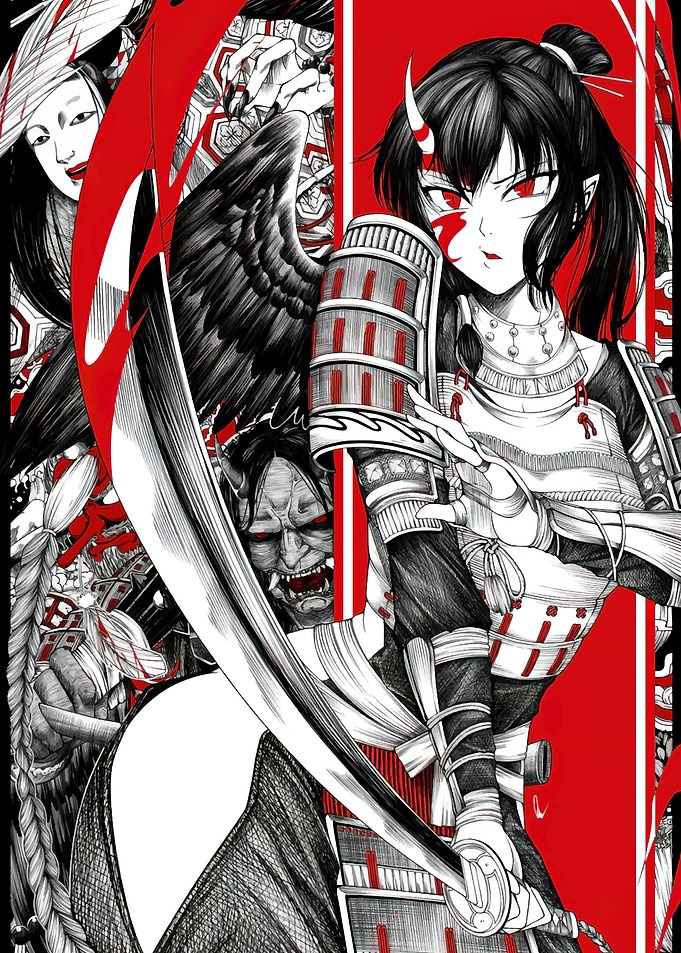 Oni Samurai Warrior Anime Illustration
