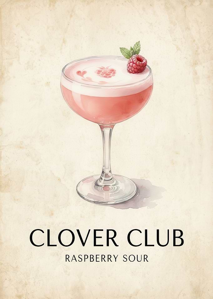 Clover Club Raspberry Sour Cocktail Poster