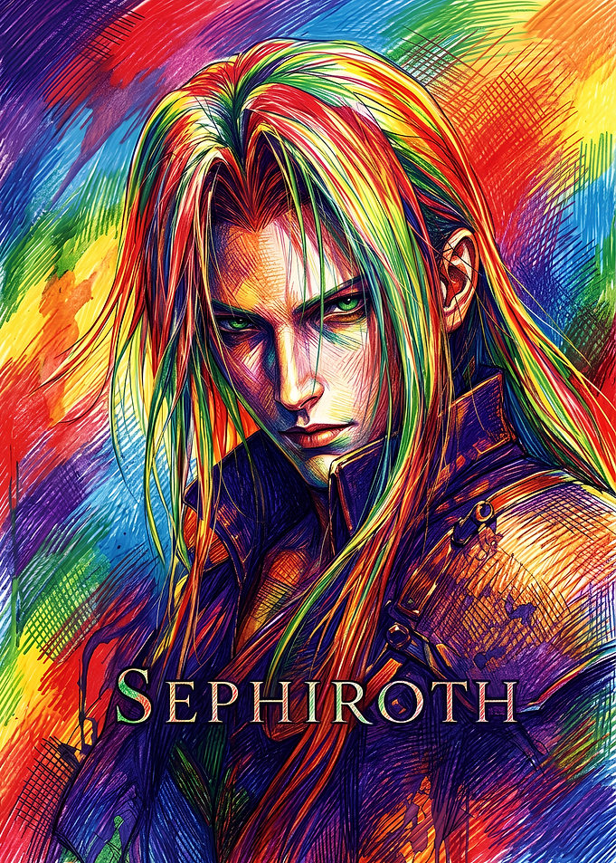 Colorful Sephiroth Final Fantasy Portrait