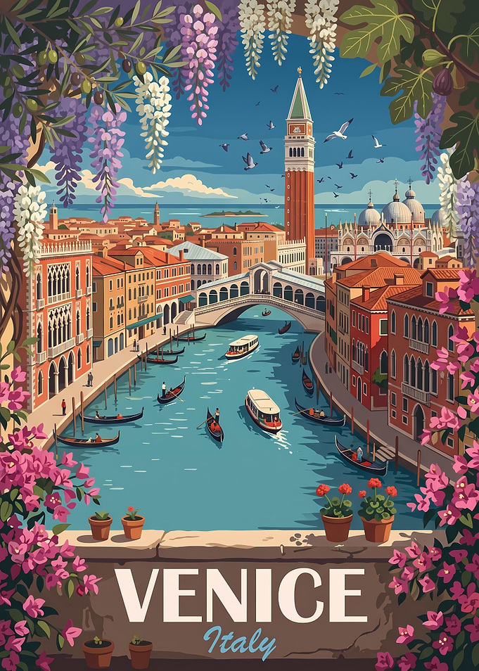 Vintage Travel Poster of Venice