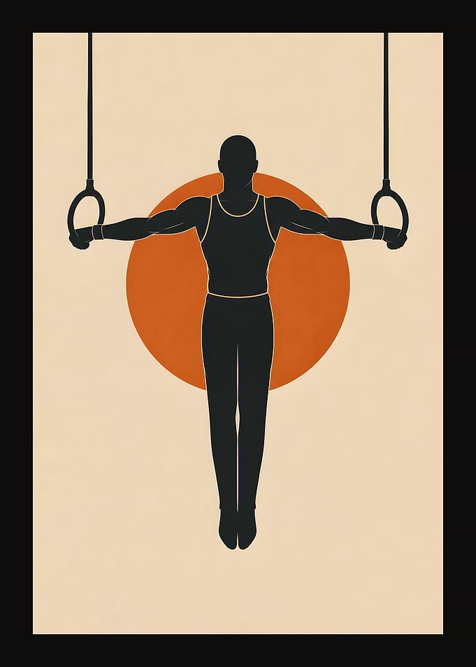 Minimalist Gymnastics Rings Silhouette