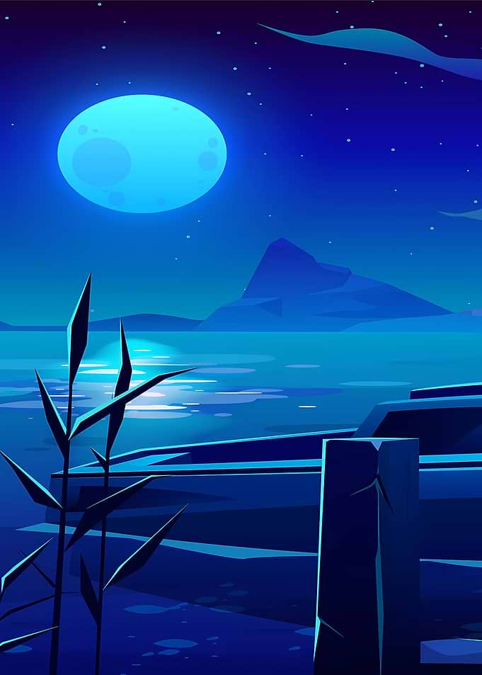 Serene Night Lake Landscape