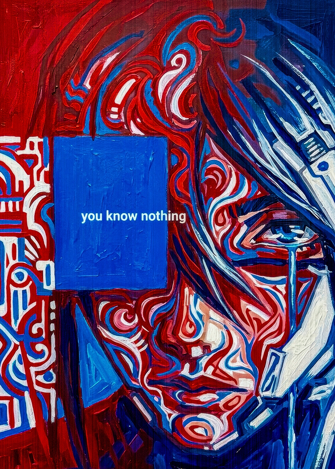 Abstract Portrait with Text Overlay