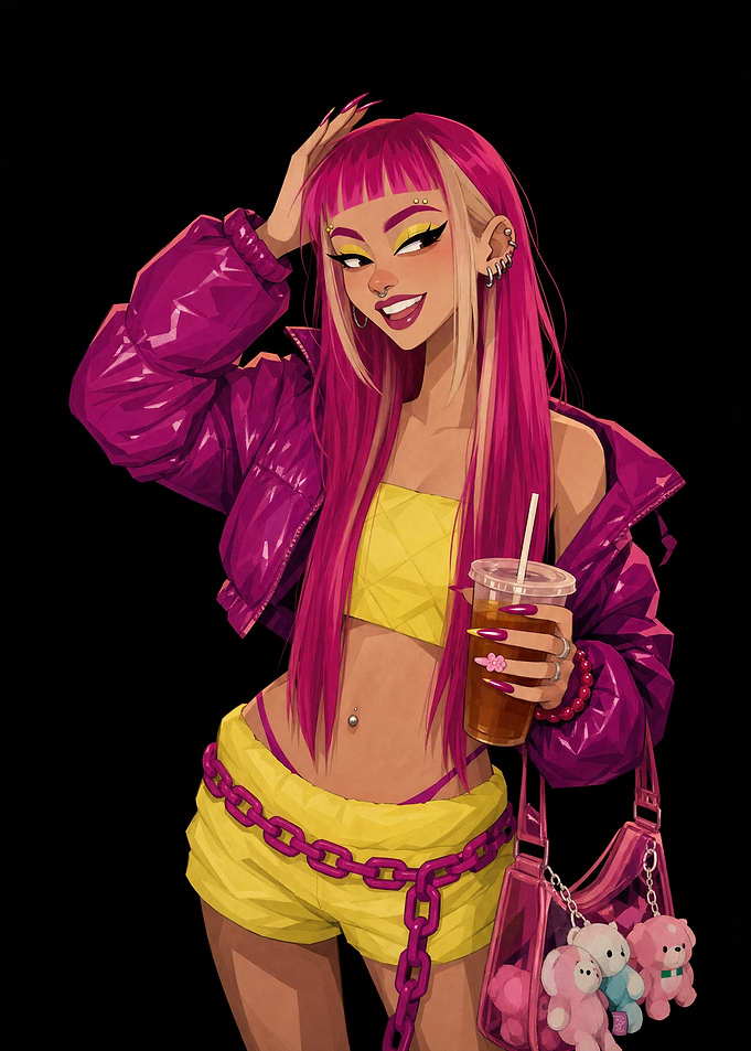 Stylish Girl with Pink Hair