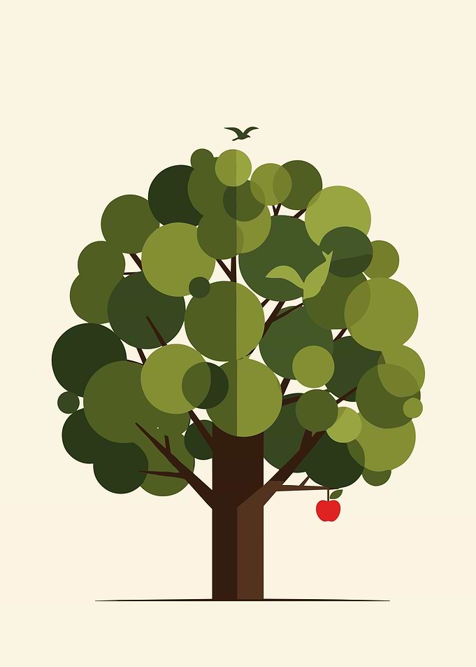 Minimalist Apple Tree Illustration
