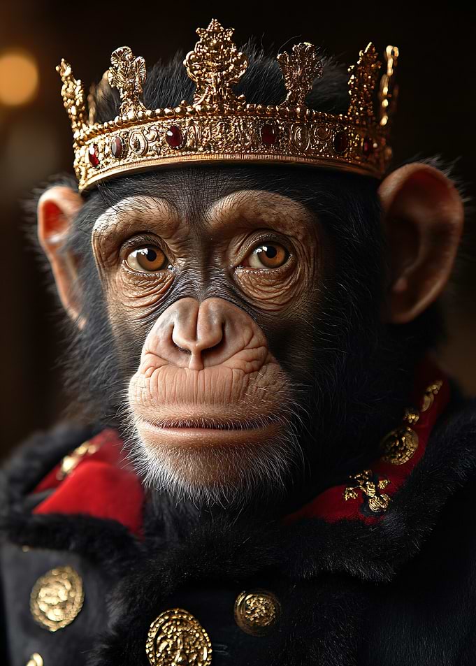 Chimpanzee King in Royal Attire