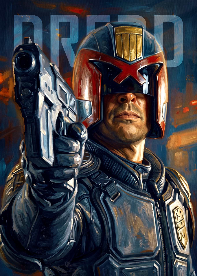 Judge Dredd Oil Painting Portrait