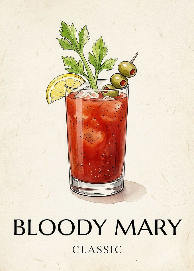 Classic Bloody Mary Cocktail Illustration