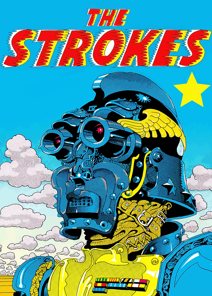 The Strokes Comic Style Robot Poster