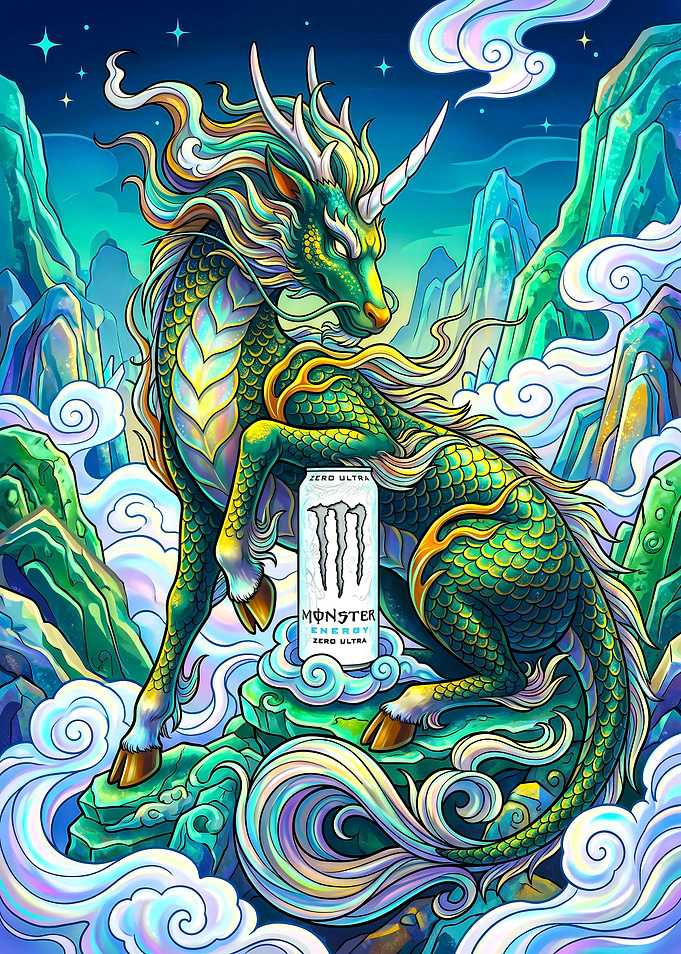 Monster Energy Zero Ultra Dragon Illustration