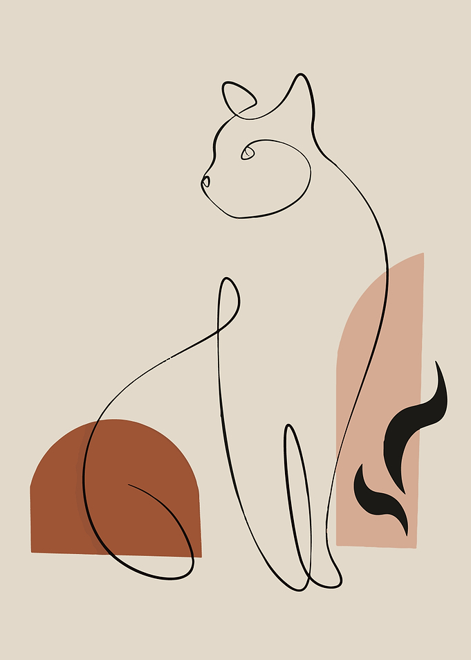 Minimalist Line Art Cat Illustration