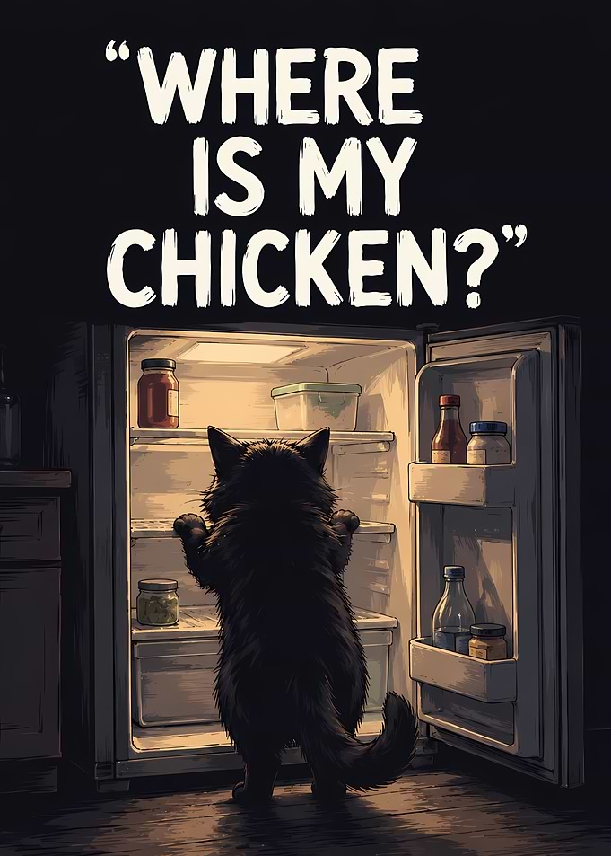 Hungry Cat Searching the Fridge