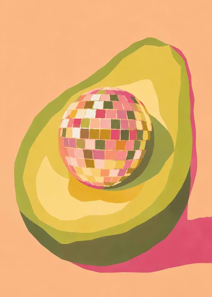 Disco Ball Avocado Art Print
