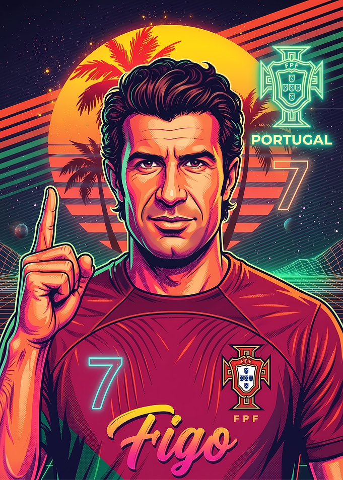 Luis Figo Retro Synthwave Portrait