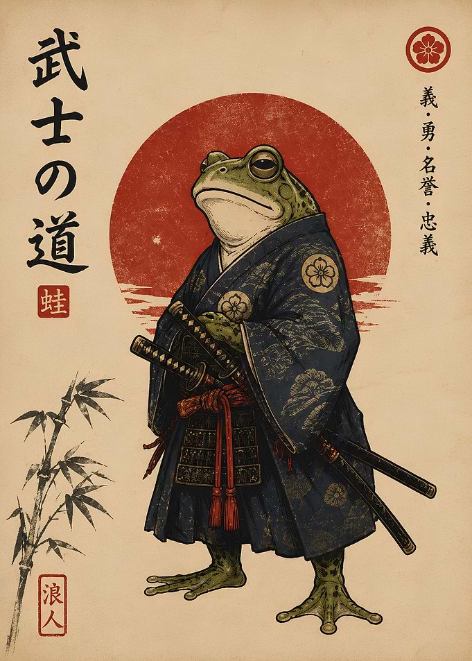 Samurai Frog Warrior Illustration