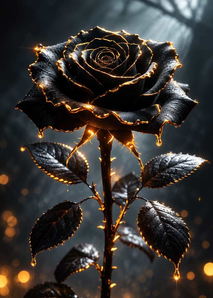 Black Rose with Golden Edges