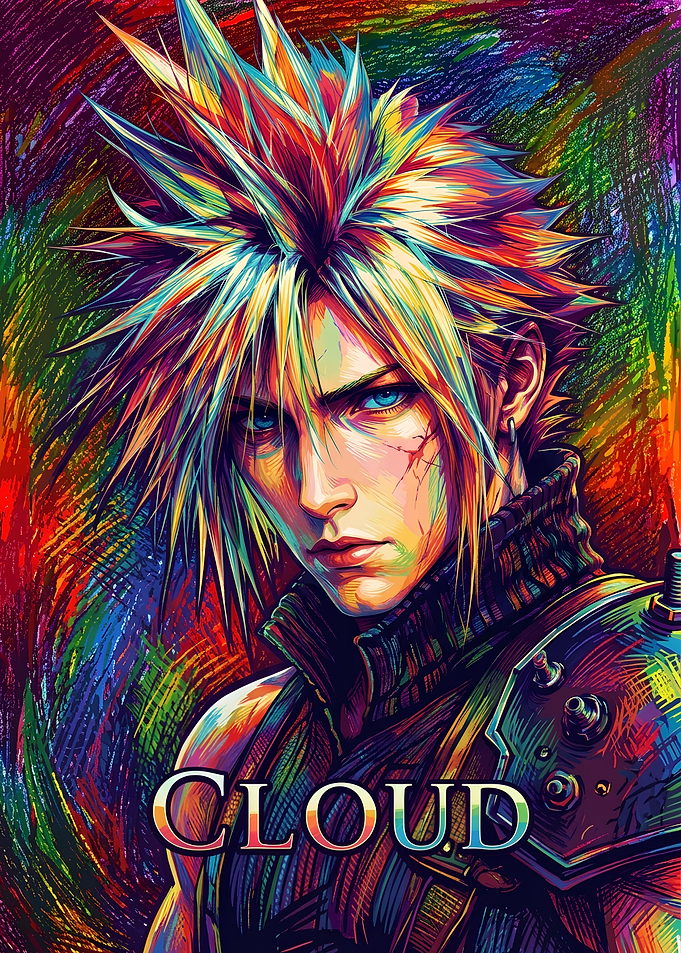 Colorful Cloud Strife Portrait