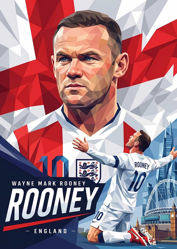Wayne Rooney England Football Poster