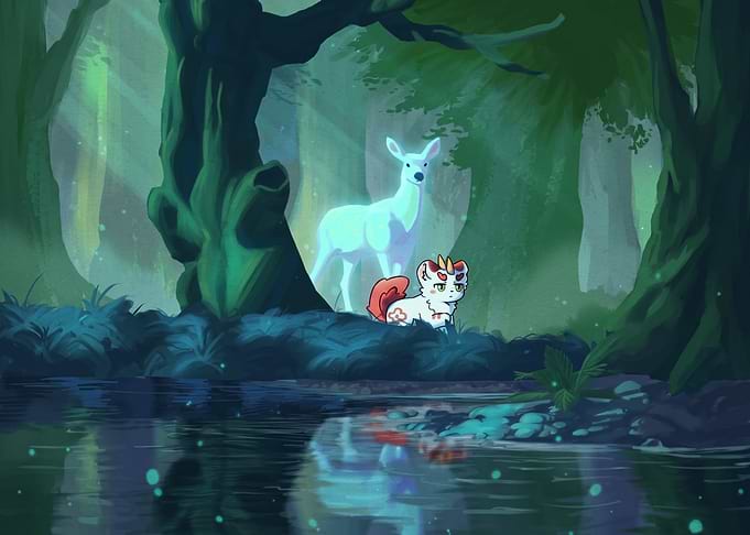 Spirit Deer and Guardian Creature