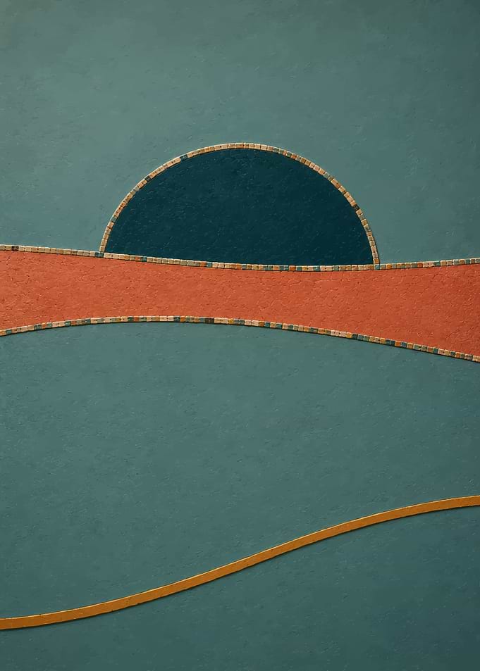 Minimalist Abstract Teal and Orange Landscape