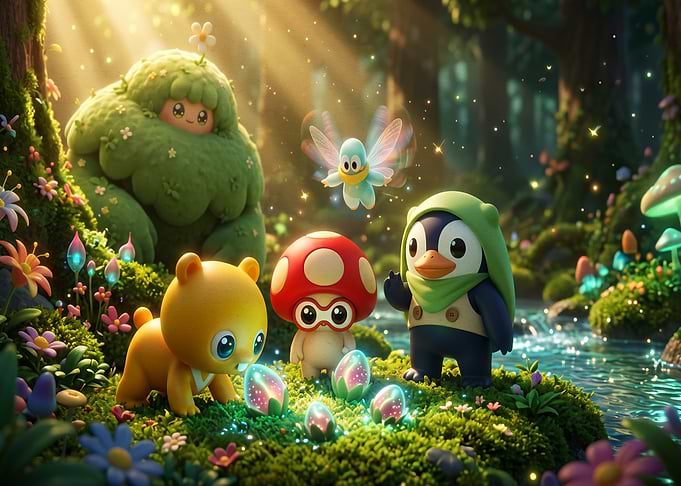 Magical Forest Friends and Glowing Eggs